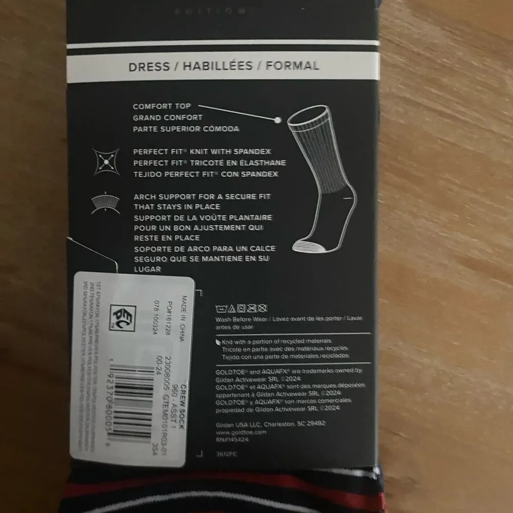 GOLDTOE NEW Men’s Dress Crew Socks 3-pack Size 6-12.5 Office Nautical Assorted